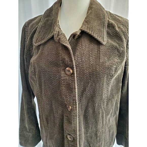 J. Jill Corduroy Women's Blazer/Jacket Oversized Button Up Size Medium Chocolate - Picture 2 of 13